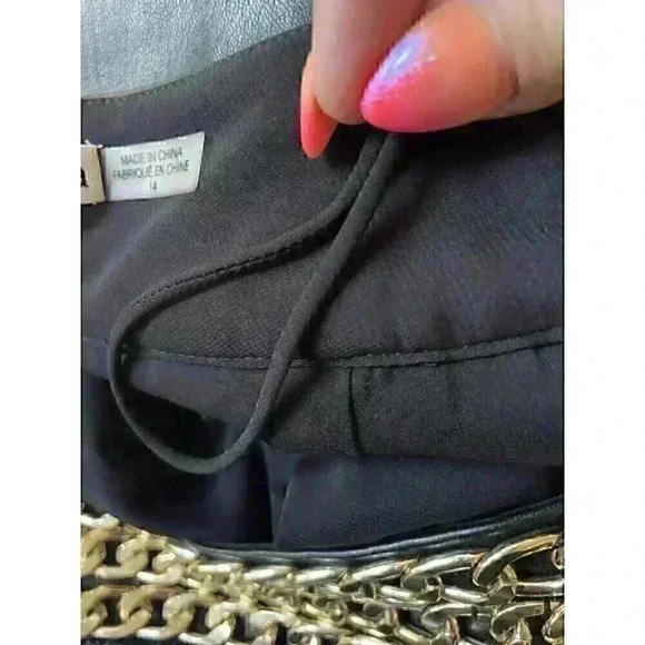 NEW Alice + Olivia Rizo Faux Vegan Black Leather Mini Skirt Size 14 - Picture 10 of 11